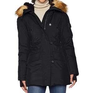 S13 Eskimo Thigh Length Parka with Faux Fur Hood